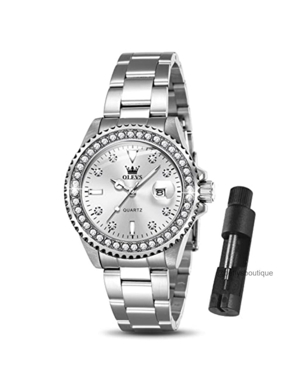 OLEVS Women's Silver Watch Small Wrists Stainless Steel Waterproof Date